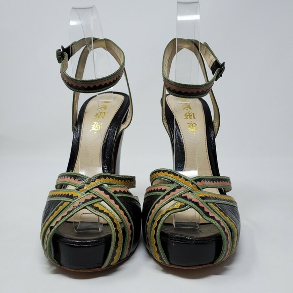 L.A.M.B Multicolor Peep Toe Chunky Platform - Picture 3 of 8